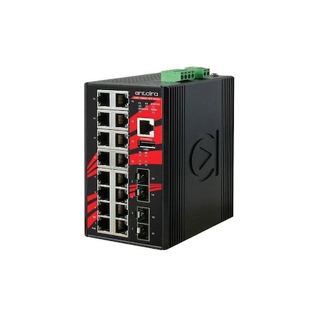 Antaira 20-Port IndustriaL PoE+ Light Layer 3 Managed Ethernet Switch LMP-2004G-SFP-T